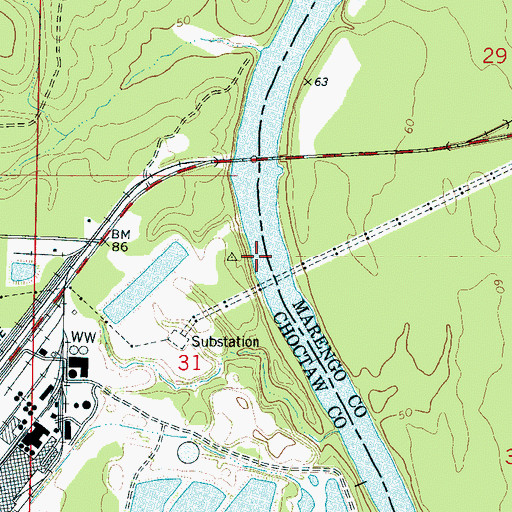 Topographic Map of Kemp Branch, AL