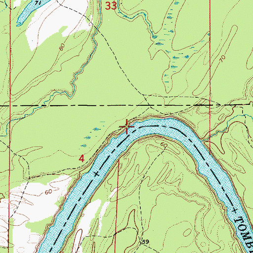 Topographic Map of Lewis Lower Landing, AL