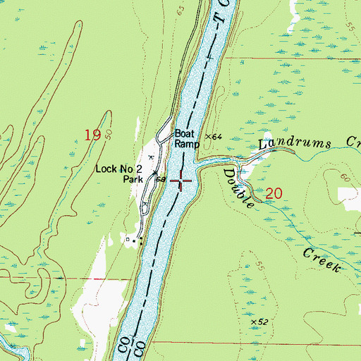 Topographic Map of Lock Number Two (historical), AL