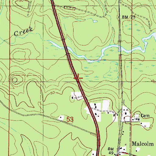 Topographic Map of Manns Ferry (historical), AL