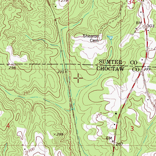 Topographic Map of Means (historical), AL