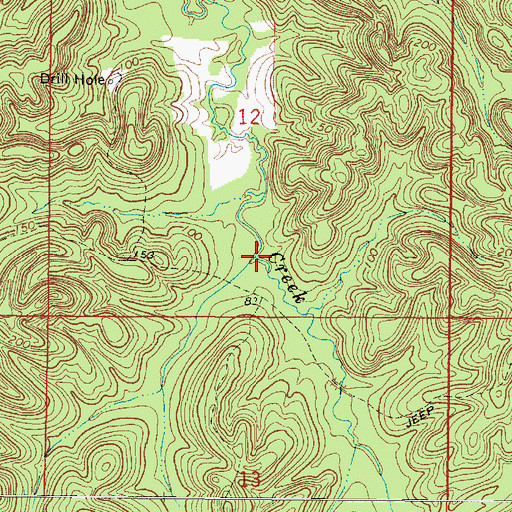 Topographic Map of Mill Creek, AL