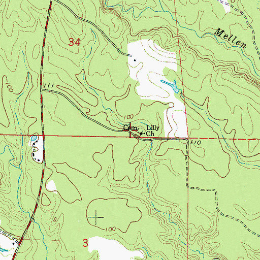 Topographic Map of Mission School (historical), AL