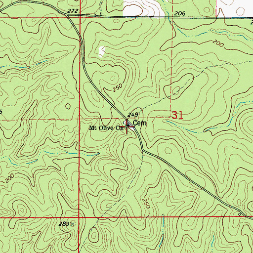 Topographic Map of Mount Olive Cemetery, AL