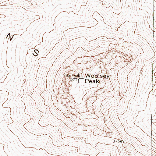 Topographic Map of Woolsey Peak, AZ