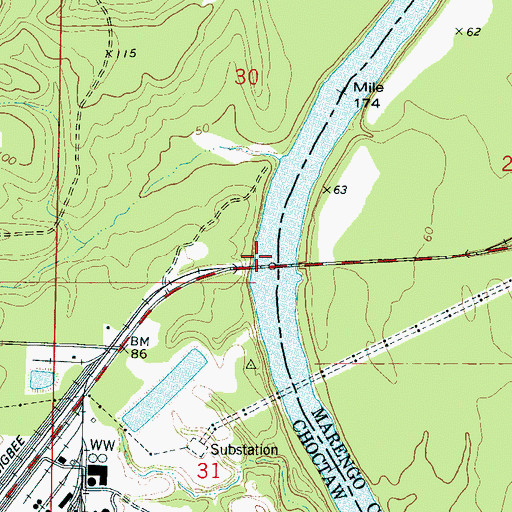 Topographic Map of Naheola Landing (historical), AL
