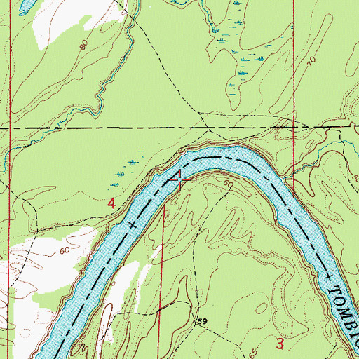 Topographic Map of Nick Lewis Bar, AL