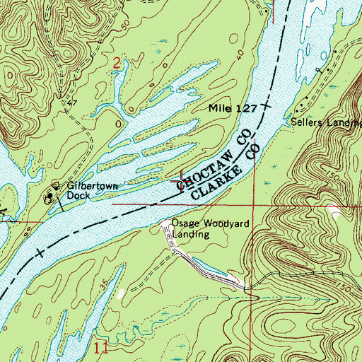 Topographic Map of Osage Bar, AL