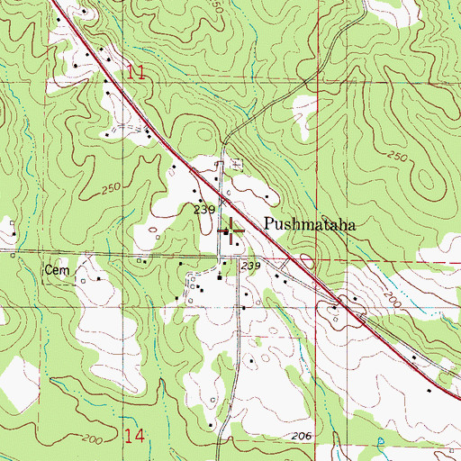 Topographic Map of Pushmataha United Methodist Church, AL