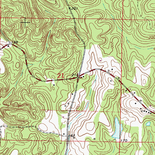 Topographic Map of Red Crossroads (historical), AL