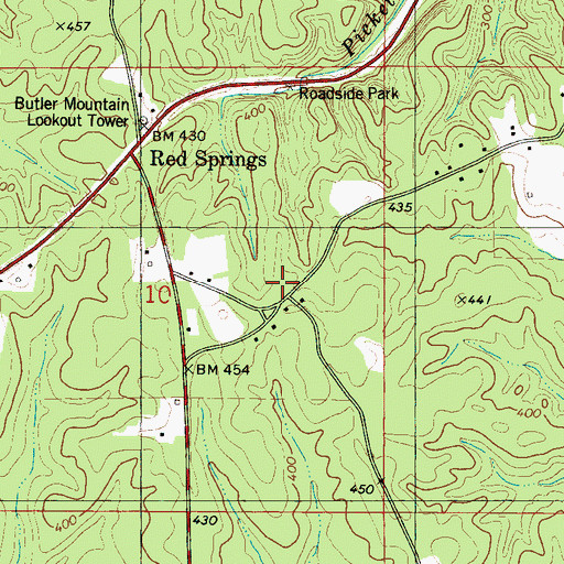 Topographic Map of Red Spring School (historical), AL