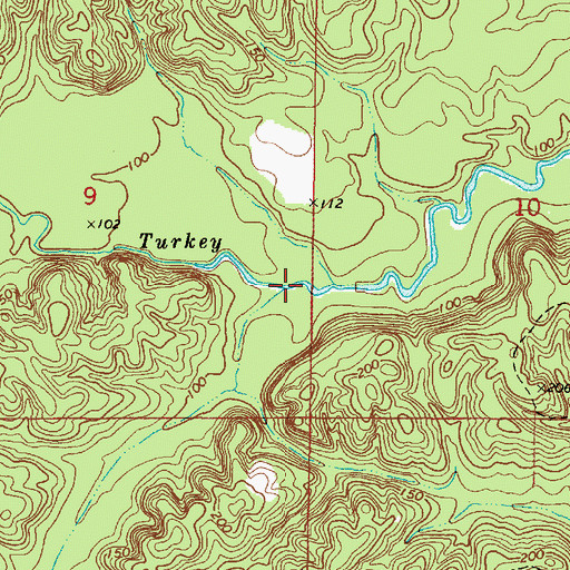 Topographic Map of Rocky Branch, AL