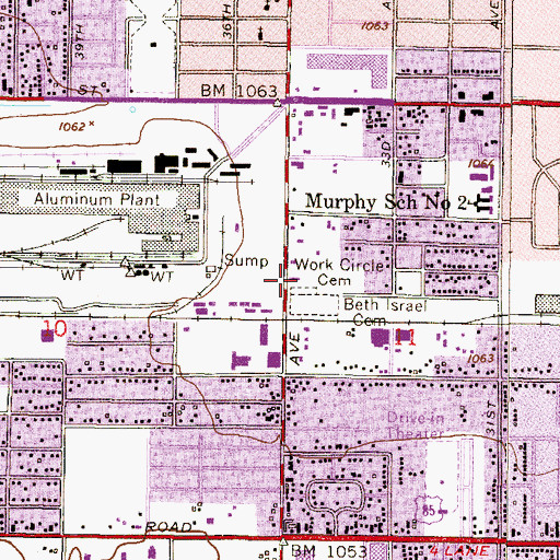 Topographic Map of Work Circle Cemetery, AZ