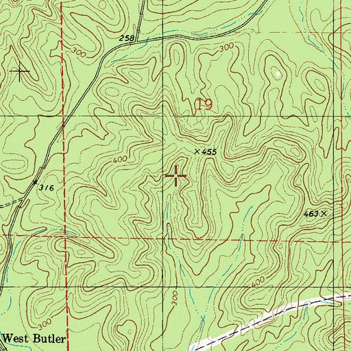Topographic Map of Sickle Ridge, AL