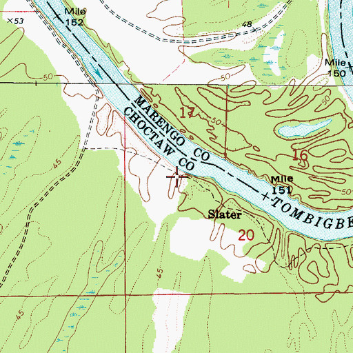 Topographic Map of Slaters Landing (historical), AL