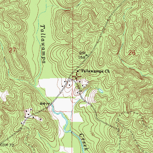 Topographic Map of Tallawampa School (historical), AL