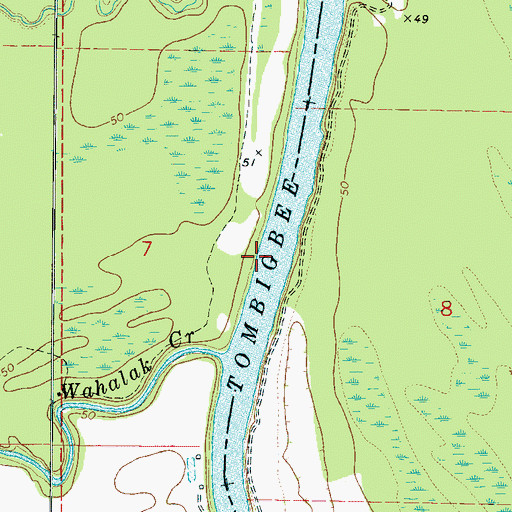 Topographic Map of Wahalak Landing (historical), AL