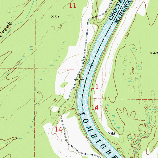 Topographic Map of Waters Landing, AL