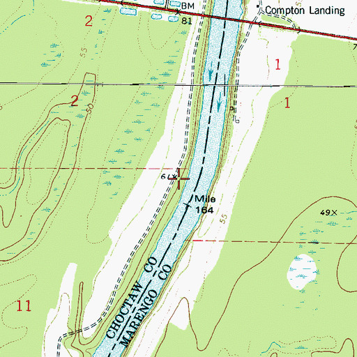 Topographic Map of Walters Upper Landing (historical), AL
