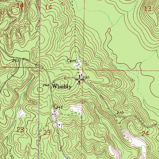 Topographic Map of Wimberly Methodist Protestant Church, AL