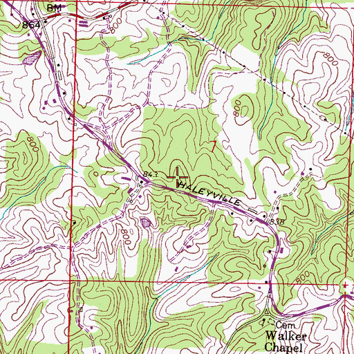 Topographic Map of Biler School (historical), AL