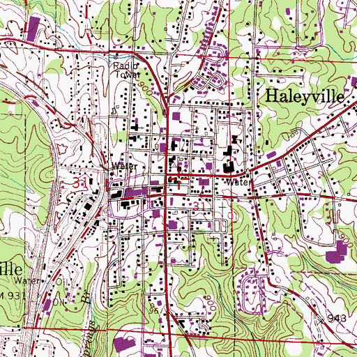 Topographic Map of First Baptist Church, AL