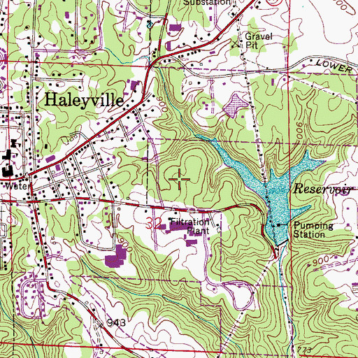Topographic Map of Haleyville Elementary School, AL