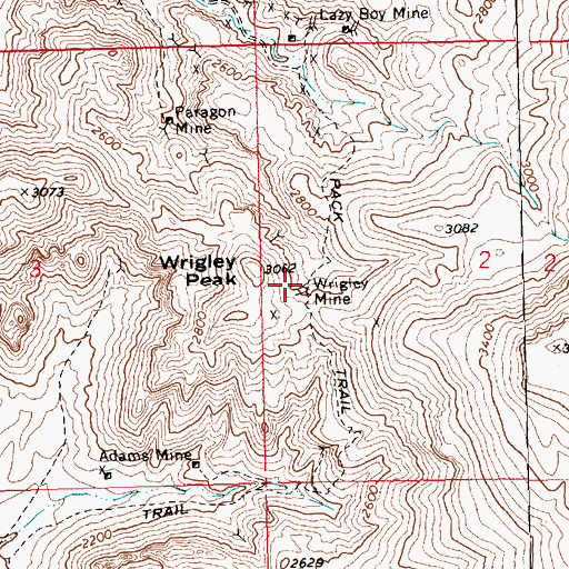 Topographic Map of Wrigley Mine, AZ