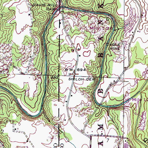 Topographic Map of Shiloh Church (historical), AL