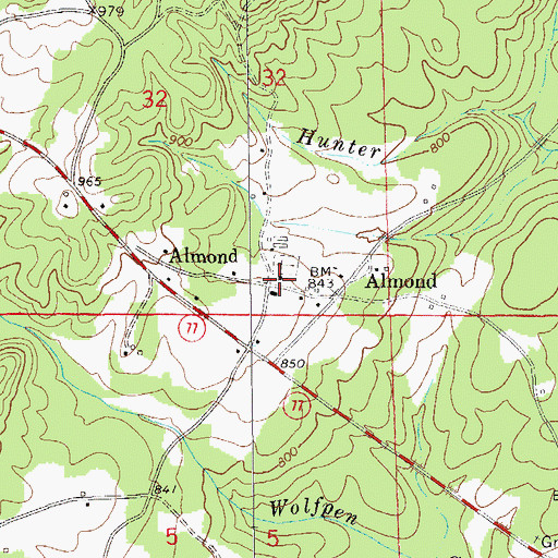 Topographic Map of Almond Church, AL