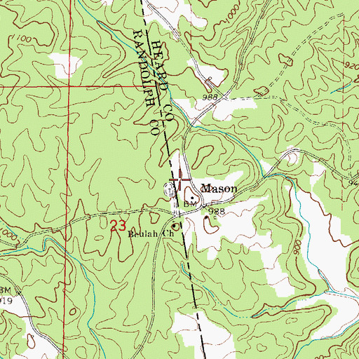 Topographic Map of Beulah Cemetery, GA