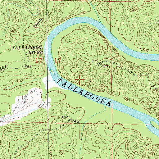 Topographic Map of Blake Ferry (historical), AL