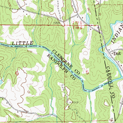 Topographic Map of Bud Coffee Branch, AL