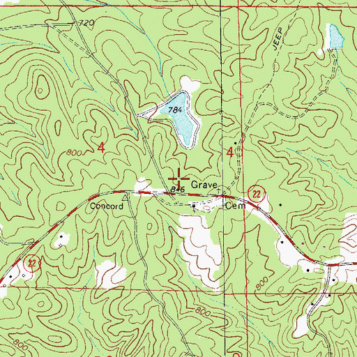 Topographic Map of Concord, AL