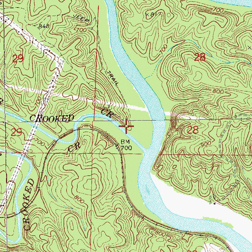 Topographic Map of Crooked Creek (historical), AL
