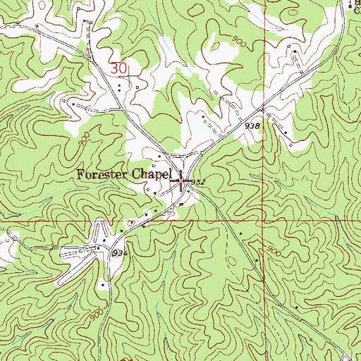 Topographic Map of Forester Chapel Church, AL