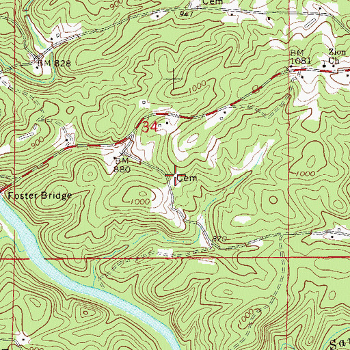 Topographic Map of Fowler Cemetery, AL