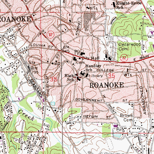 Topographic Map of Handley High School, AL