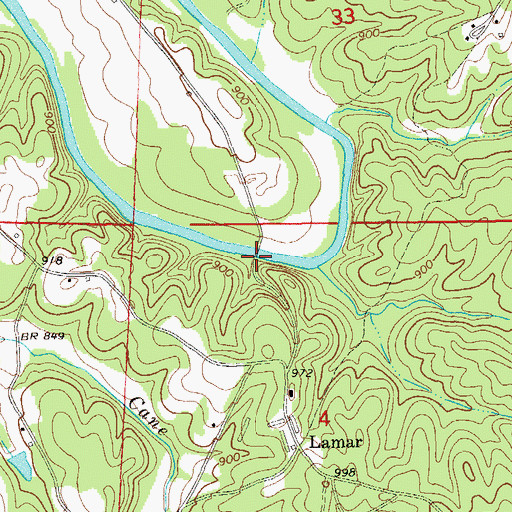 Topographic Map of Lamar Bridge, AL