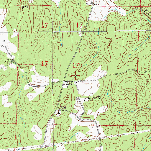 Topographic Map of Liberty, AL