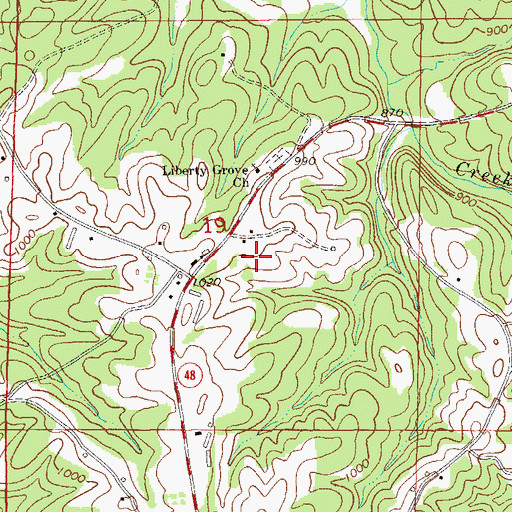 Topographic Map of Liberty Grove, AL