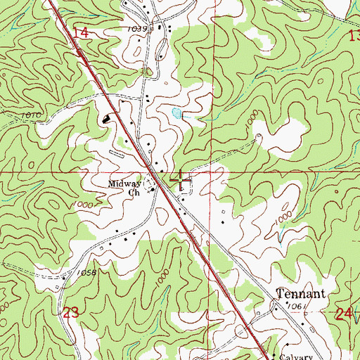 Topographic Map of Midway, AL
