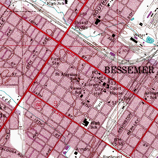 Topographic Map of Saint Aloysius Convent, AL
