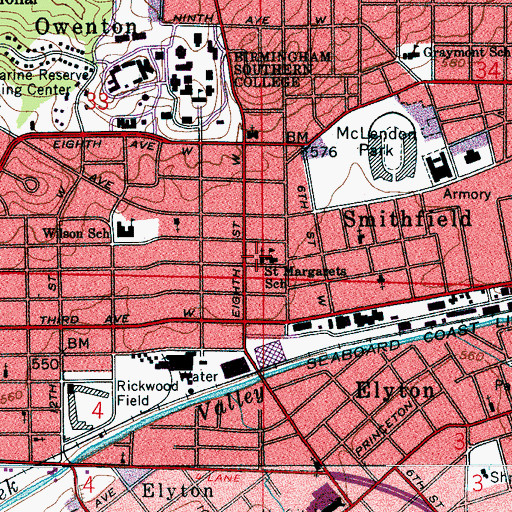 Topographic Map of Saint Margarets Catholic Church, AL