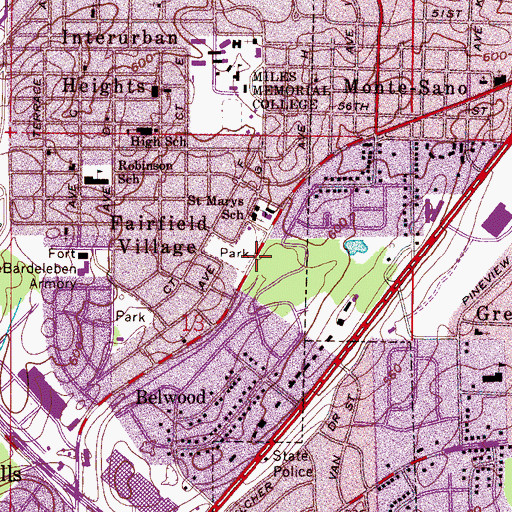 Topographic Map of Saint Marys Catholic Church, AL