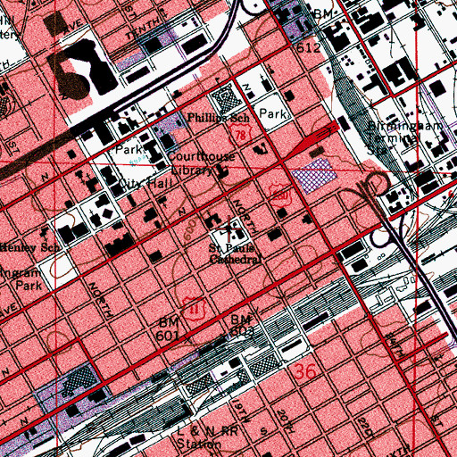 Topographic Map of Saint Pauls Parochial School (historical), AL