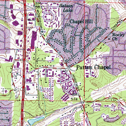 Topographic Map of Saint Peters Catholic Church, AL