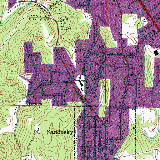 Topographic Map of Sandusky Elementary School, AL