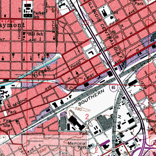 Topographic Map of Second Avenue Baptist Church, AL