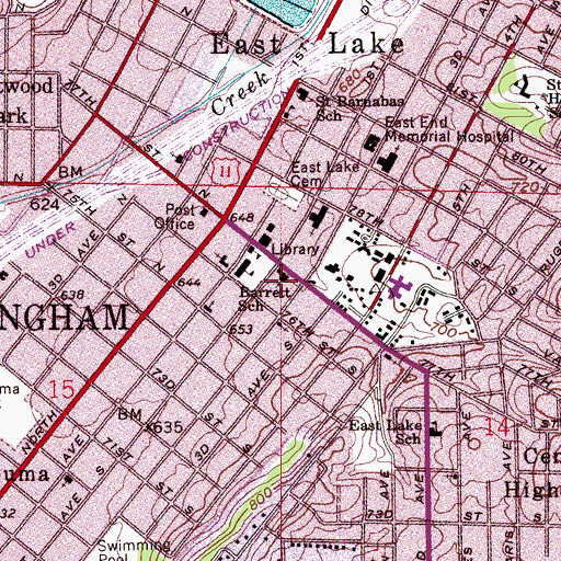 Topographic Map of Seventyseventh Street Church of Christ, AL
